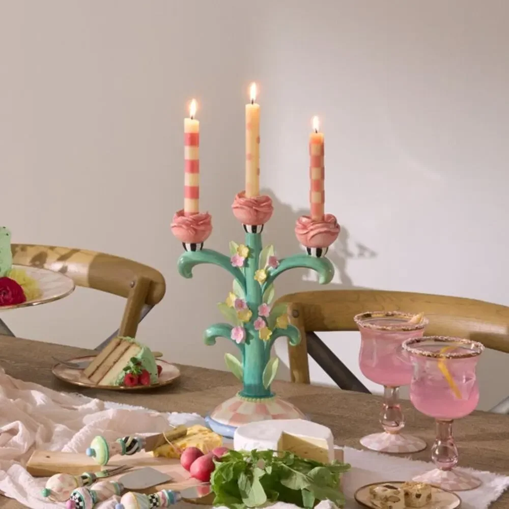 NEW Mackenzie Childs Pink Mini Dinner Candles, Set of 6